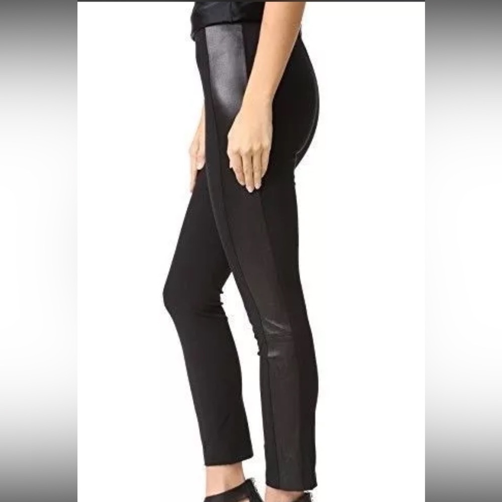 Rag & Bone Dani Pants Lamb Leather Side Stripe Black Stretch Hi-Rise Sz 0